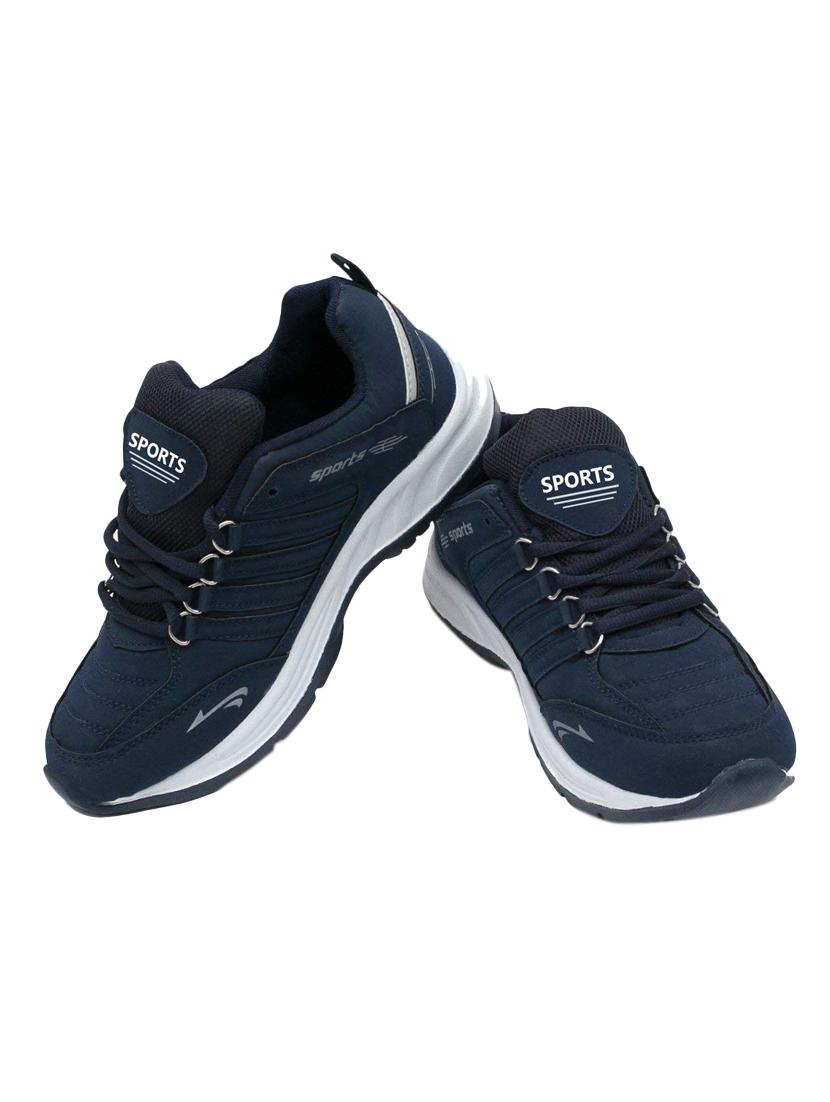 navy blue leatherette sport shoes - 16275780 - Zoom Image - 3