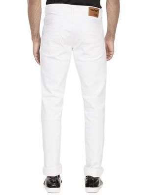 white cotton blend plain jeans - 16276933 - Standard Image - 3