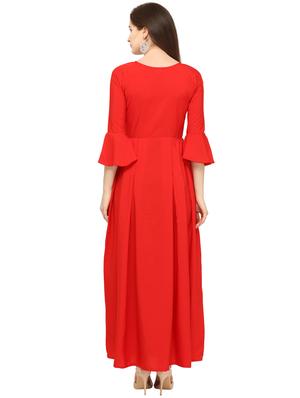 flute sleeved floral pleated maxi dress - 16276945 - Standard Image - 3