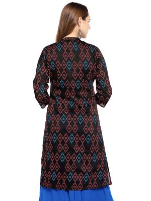 ikat printed straight kurta - 16279562 - Standard Image - 3