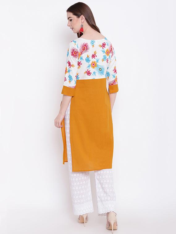 floral straight kurta - 16280976 - Zoom Image - 3