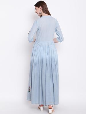 floral cotton flared kurta - 16281058 - Standard Image - 3