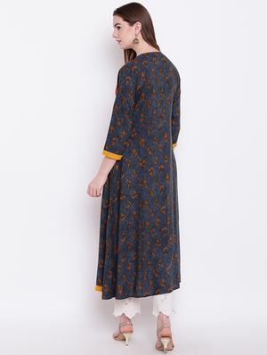 Printed flared kurta - 16281073 - Standard Image - 3