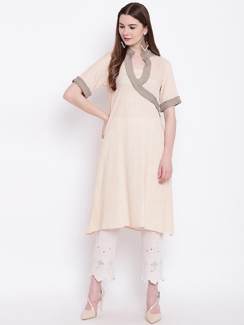 Solid a-line kurta - 16281085 - Very Small Image - 1