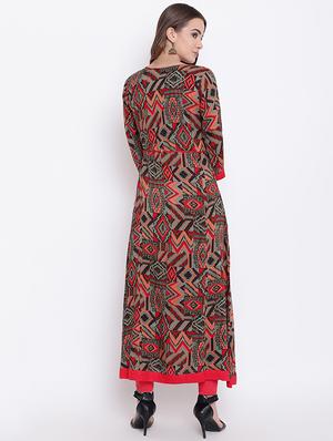 Geometrical flared kurta - 16281095 - Standard Image - 3