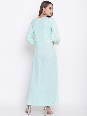 embroidered a-line kurta - 16281108 - Standard Image - 3