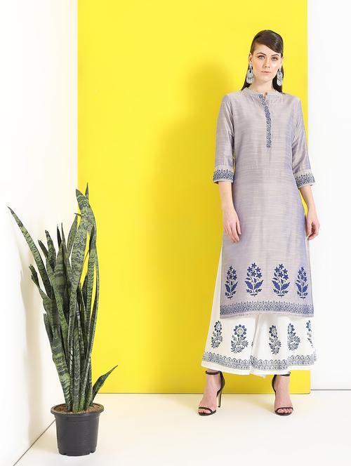 block print straight kurta - 16281157 - Standard Image - 1