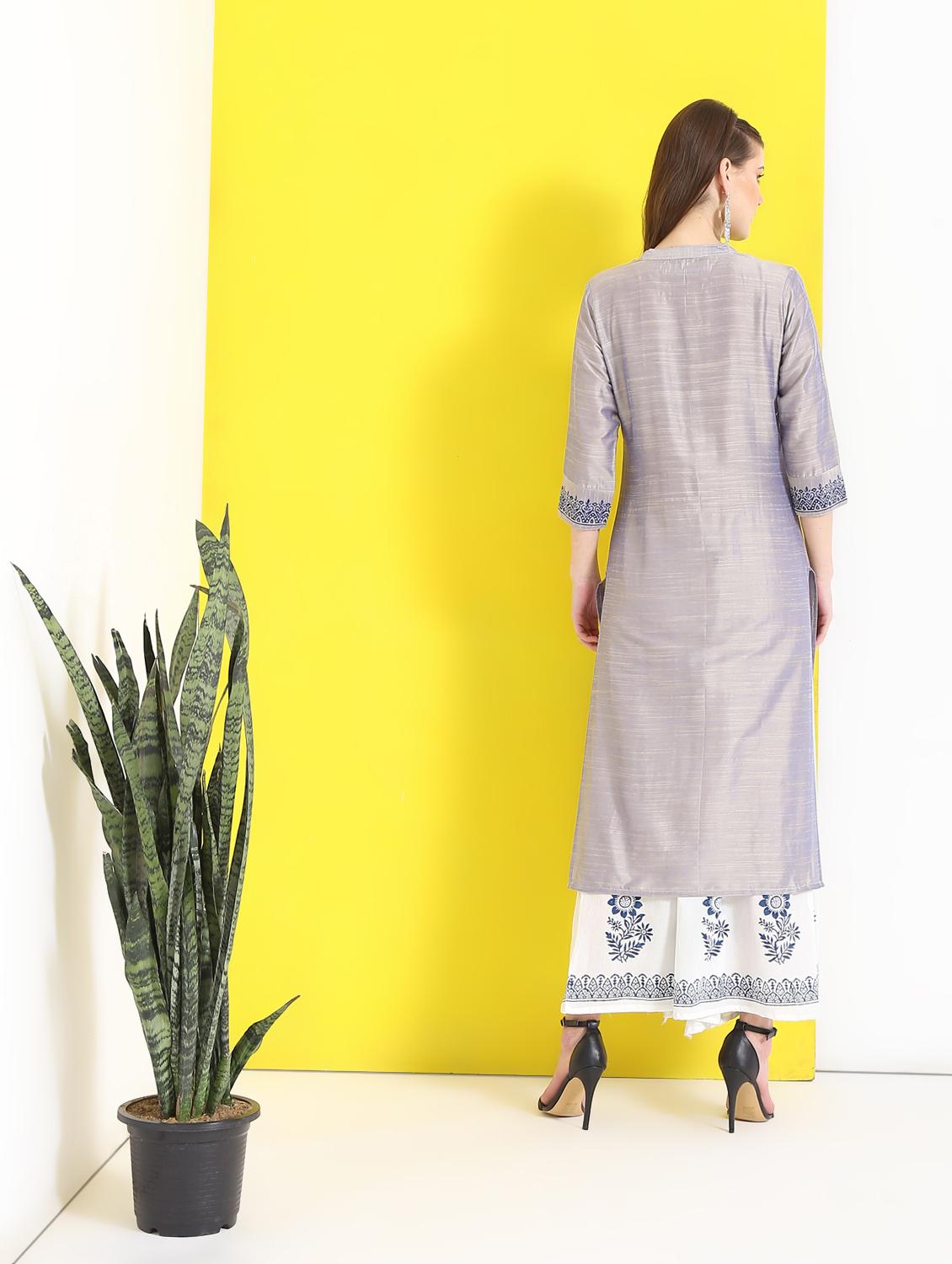 block print straight kurta - 16281157 - Zoom Image - 3