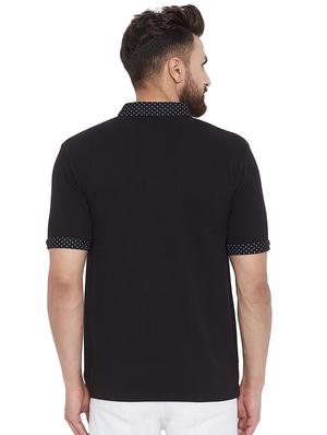 black solid polo t-shirt - 16281631 - Standard Image - 3