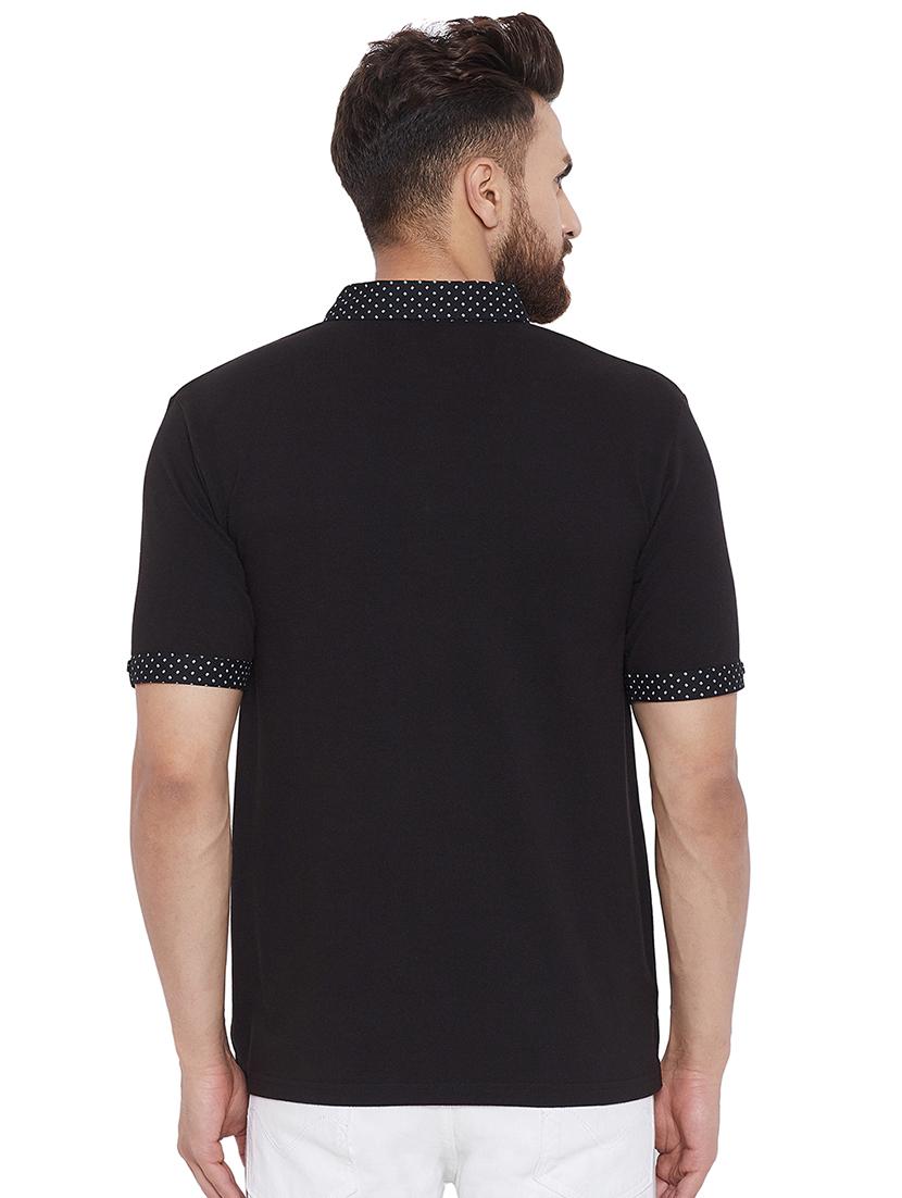 black solid polo t-shirt - 16281631 - Zoom Image - 3