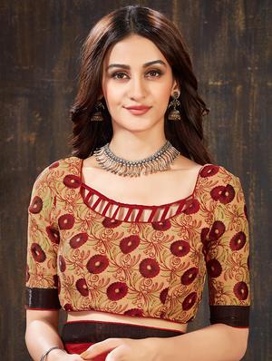 color block half & half saree with blouse - 16281784 - Standard Image - 3