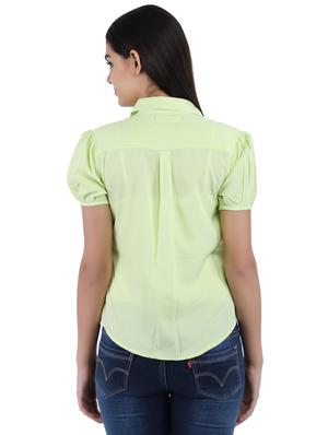 concealed placket puff sleeve shirt - 16282190 - Standard Image - 3