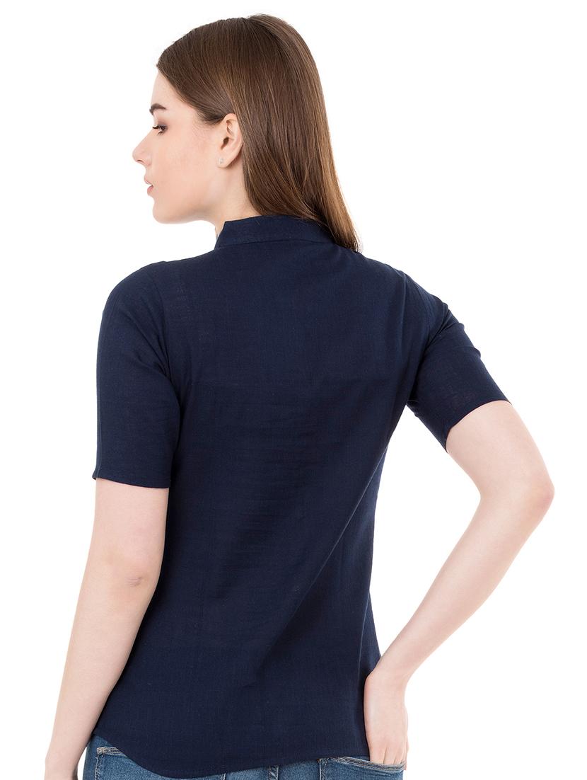 mandarin collar short sleeved shirt - 16282653 - Zoom Image - 3