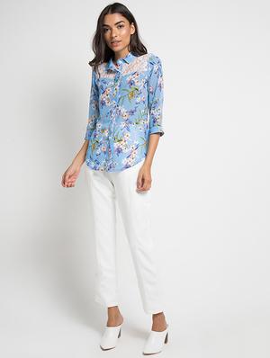 lace insert floral top - 16282885 - Standard Image - 3