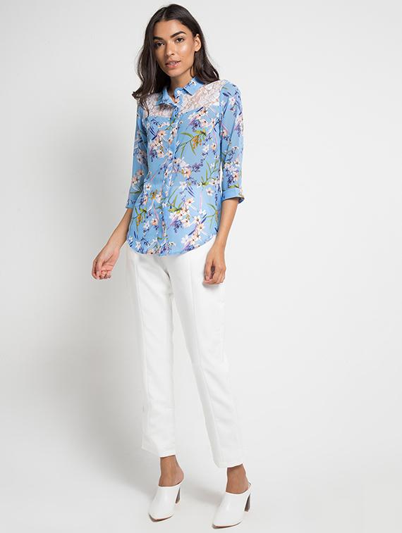 lace insert floral top - 16282885 - Zoom Image - 3