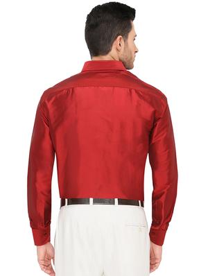 red pure silk casual shirt - 16285107 - Standard Image - 3