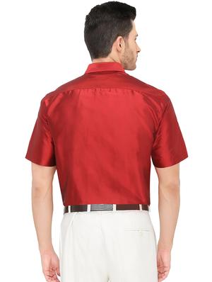 red pure silk casual shirt - 16285108 - Standard Image - 3