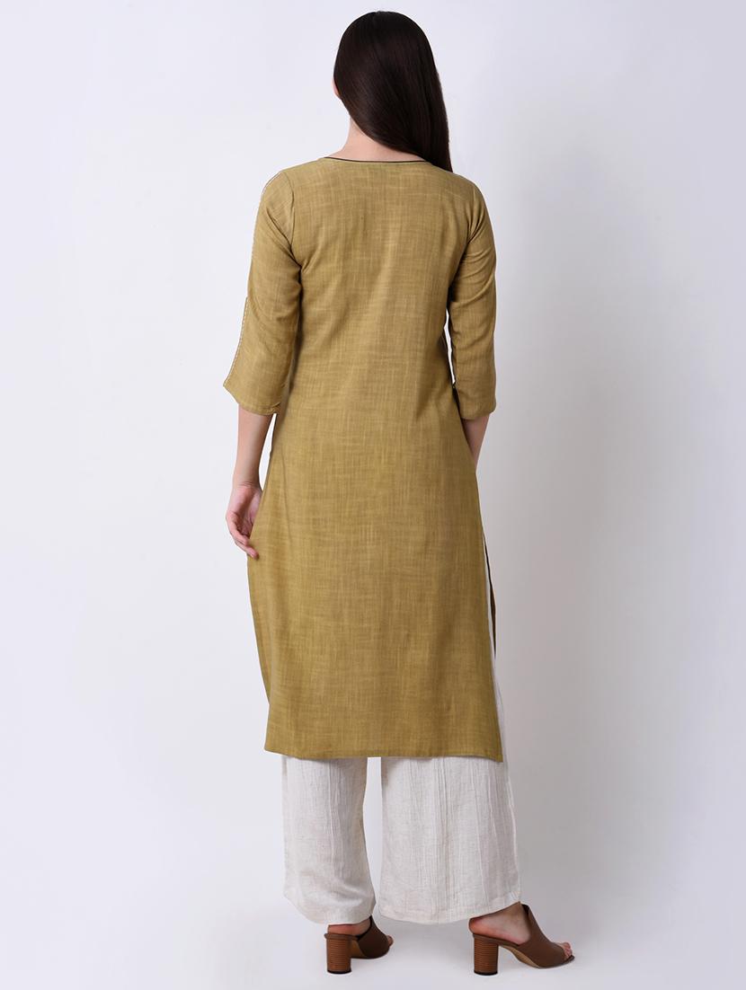 embroidered straight kurta - 16285557 - Zoom Image - 3
