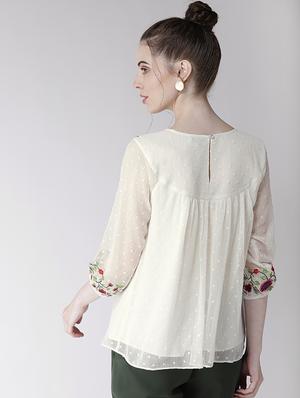 gathered detail embroidered top - 16286180 - Standard Image - 3