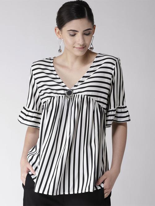 gathered detail striped top - 16286190 - Standard Image - 1