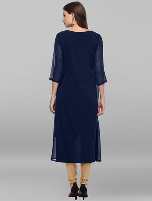 foil printed layered kurta - 16287409 - Standard Image - 3