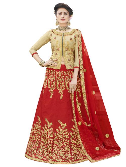 floral embroidered flared lehenga - 16287444 - Standard Image - 1