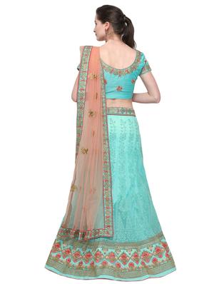 floral embroidered flared lehenga - 16287449 - Standard Image - 3