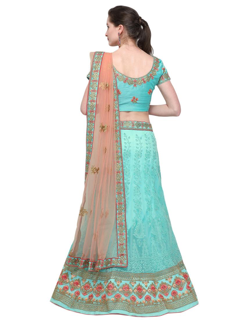 floral embroidered flared lehenga - 16287449 - Zoom Image - 3