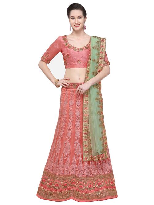 floral embroidered flared lehenga - 16287450 - Standard Image - 1