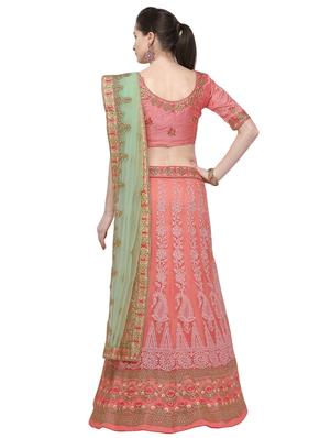 floral embroidered flared lehenga - 16287450 - Standard Image - 3