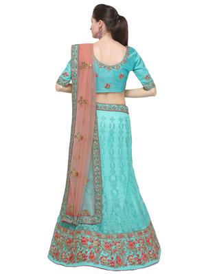 floral embroidered flared lehenga - 16287454 - Standard Image - 3