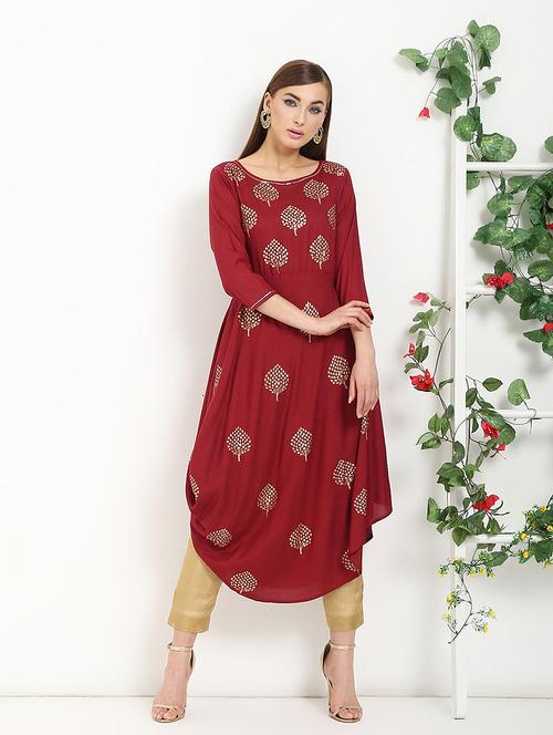 foil printed cowl kurta - 16287698 - Standard Image - 1