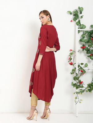 foil printed cowl kurta - 16287698 - Standard Image - 3