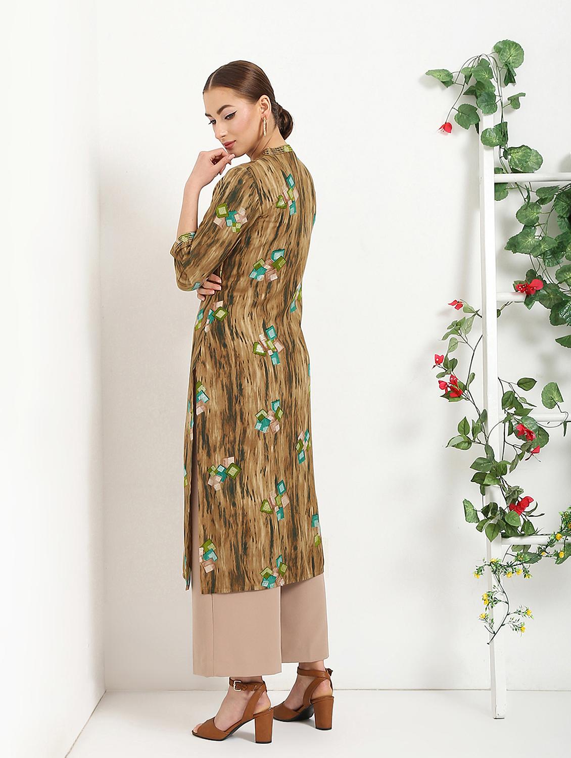 geometrical printed straight kurta - 16287701 - Zoom Image - 3