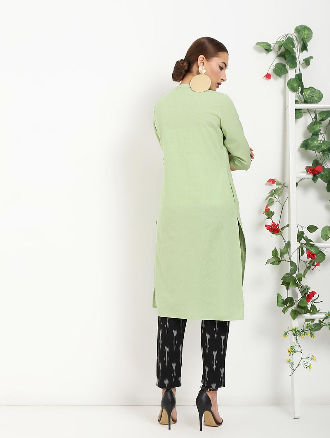 solid straight kurta - 16287722 - Zoom Image - 3