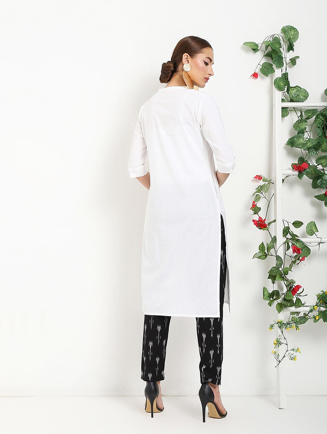 solid straight kurta - 16287724 - Zoom Image - 3