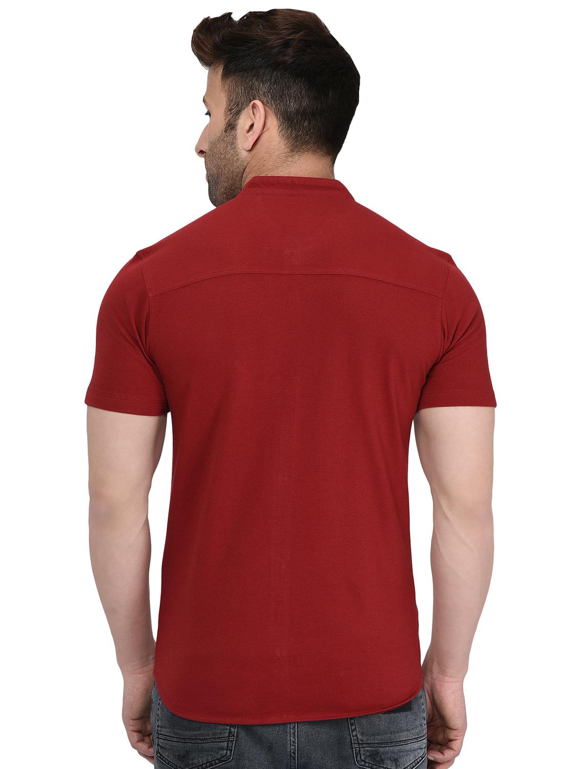 red solid casual shirt - 16289177 - Zoom Image - 3