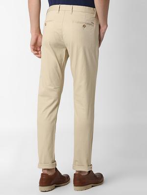 beige solid chinos - 16289272 - Standard Image - 3