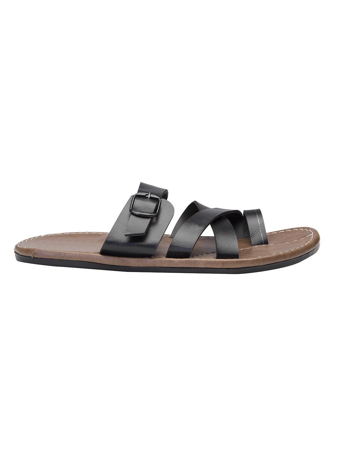 black leatherette slip on slippers - 16289363 - Zoom Image - 3