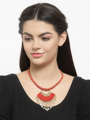 red metal short necklace - 16289617 - Standard Image - 3