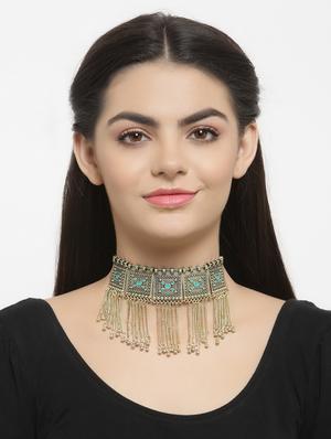 gold metal choker necklace - 16289624 - Standard Image - 3