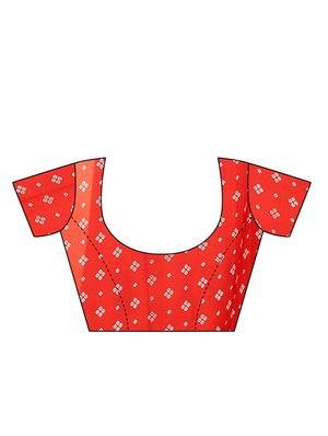 red georgette printed saree with blouse - 16291626 - Standard Image - 3