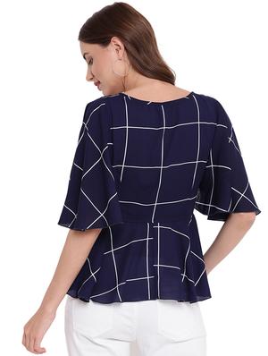 pin tucks checkered peplum top - 16291680 - Standard Image - 3
