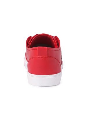 red leatherette lace up sneakers - 16292222 - Standard Image - 3