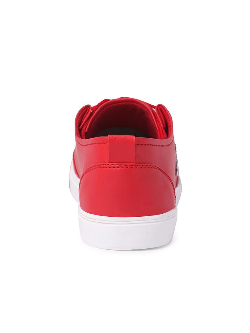 red leatherette lace up sneakers - 16292222 - Zoom Image - 3