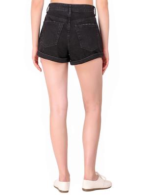 turn up hem denim shorts - 16293431 - Standard Image - 3