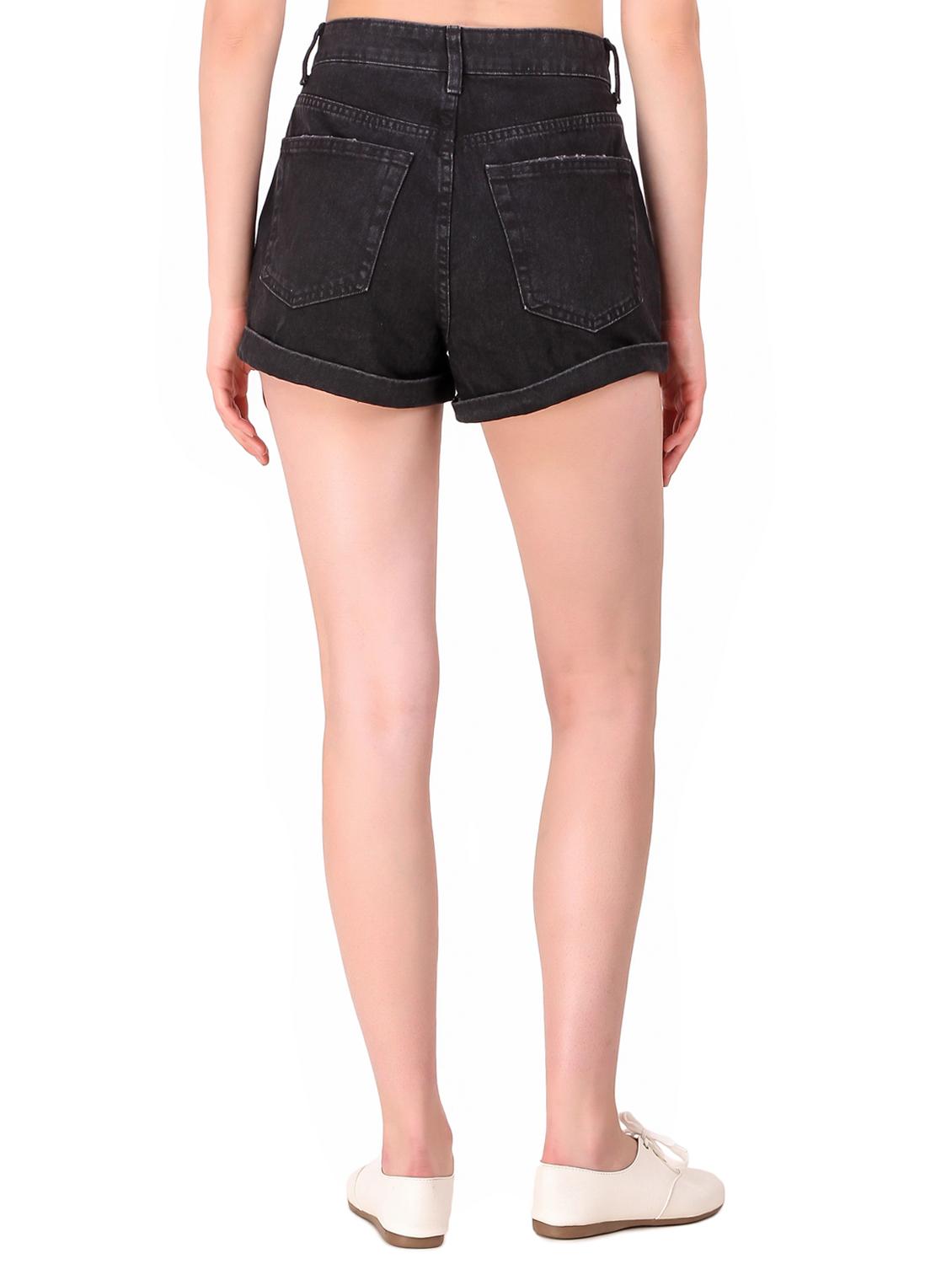 turn up hem denim shorts - 16293431 - Zoom Image - 3