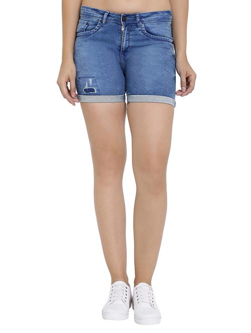 turn up hem denim shorts - 16293932 - Standard Image - 1