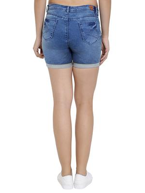 turn up hem denim shorts - 16293932 - Standard Image - 3