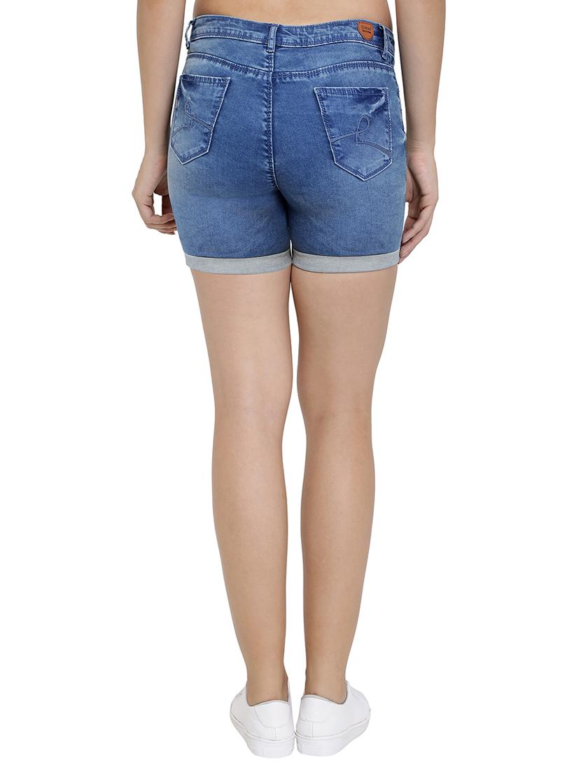 turn up hem denim shorts - 16293932 - Zoom Image - 3